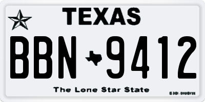 TX license plate BBN9412