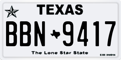 TX license plate BBN9417