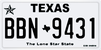 TX license plate BBN9431