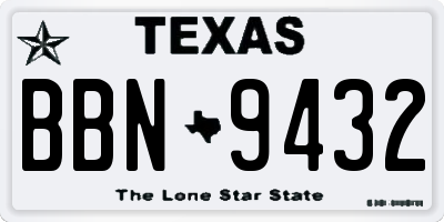 TX license plate BBN9432