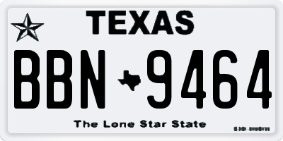 TX license plate BBN9464