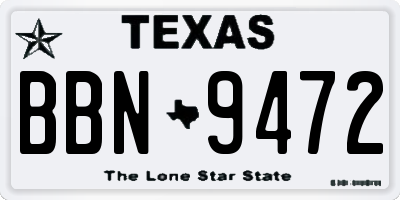 TX license plate BBN9472