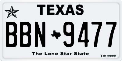 TX license plate BBN9477