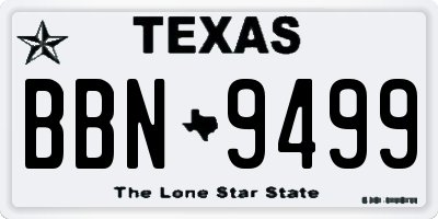 TX license plate BBN9499