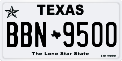 TX license plate BBN9500
