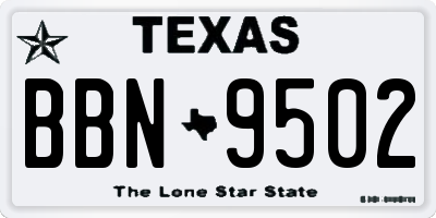 TX license plate BBN9502