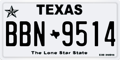 TX license plate BBN9514