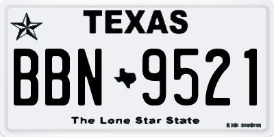 TX license plate BBN9521