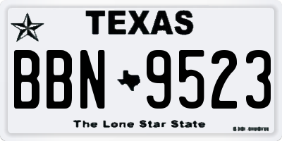 TX license plate BBN9523