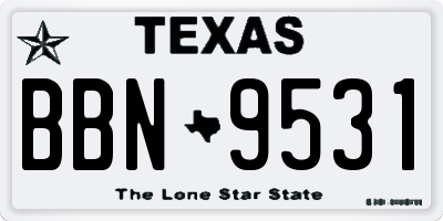 TX license plate BBN9531