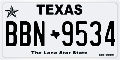 TX license plate BBN9534