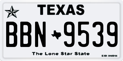 TX license plate BBN9539