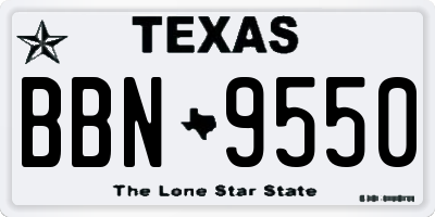 TX license plate BBN9550
