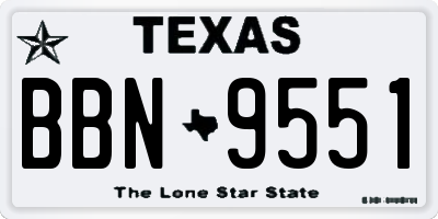 TX license plate BBN9551