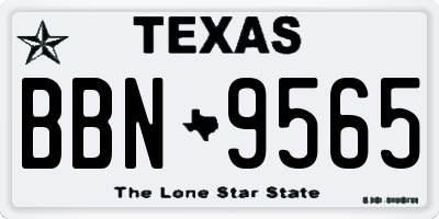 TX license plate BBN9565