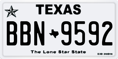 TX license plate BBN9592