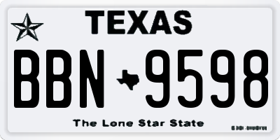TX license plate BBN9598