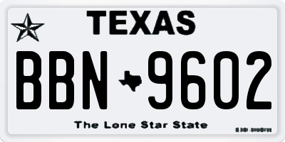 TX license plate BBN9602