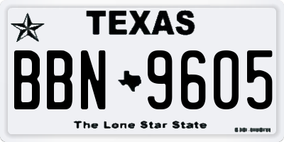 TX license plate BBN9605