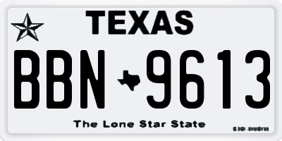 TX license plate BBN9613