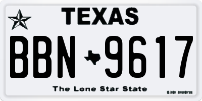 TX license plate BBN9617