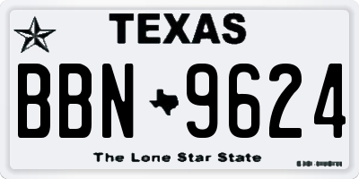 TX license plate BBN9624