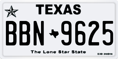 TX license plate BBN9625