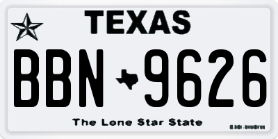 TX license plate BBN9626