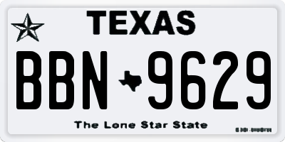 TX license plate BBN9629