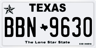 TX license plate BBN9630