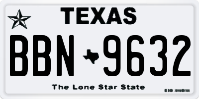 TX license plate BBN9632