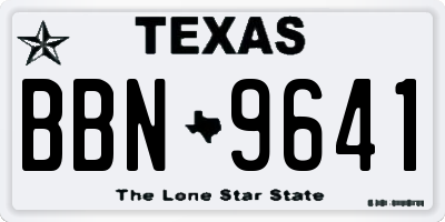 TX license plate BBN9641