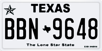 TX license plate BBN9648