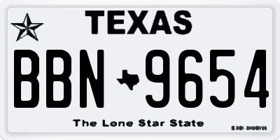 TX license plate BBN9654