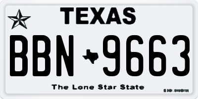 TX license plate BBN9663