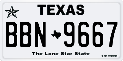 TX license plate BBN9667