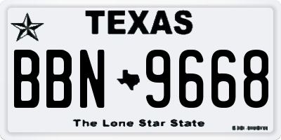 TX license plate BBN9668