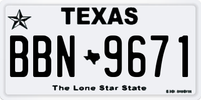 TX license plate BBN9671