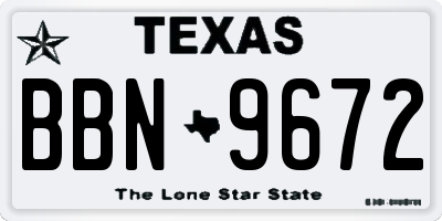 TX license plate BBN9672
