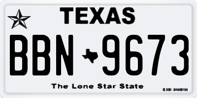 TX license plate BBN9673