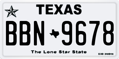 TX license plate BBN9678