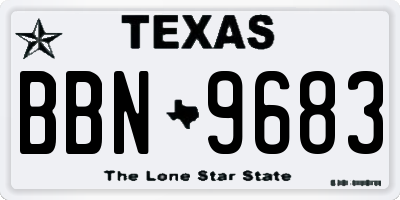 TX license plate BBN9683