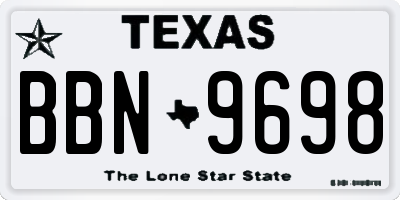 TX license plate BBN9698