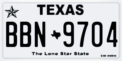 TX license plate BBN9704