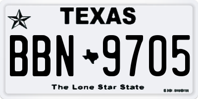 TX license plate BBN9705