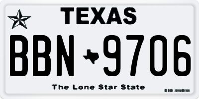 TX license plate BBN9706