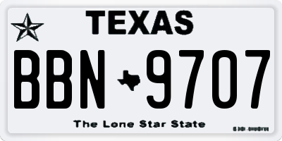 TX license plate BBN9707