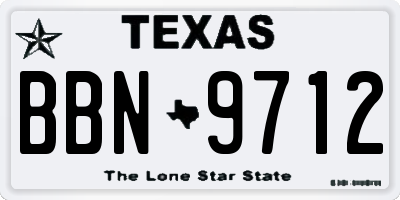TX license plate BBN9712