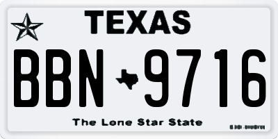 TX license plate BBN9716
