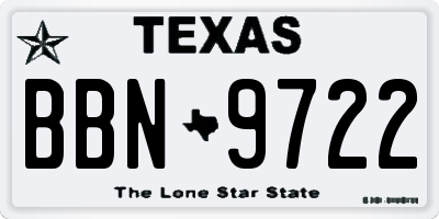 TX license plate BBN9722